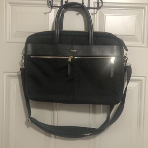KNOMO London Hanover Black Slim Laptop Briefcase Messenger Bag Work Travel 14-in